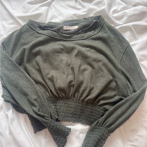 We The Free Sage Green off the shoulder sweater